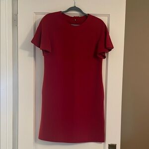 Elie Tahari Red Mini Sheath Dress with Flutter Sleeves for Casual Occasions